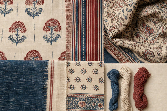 Maheshwari handwoven silk cotton fabric detail in indigo
