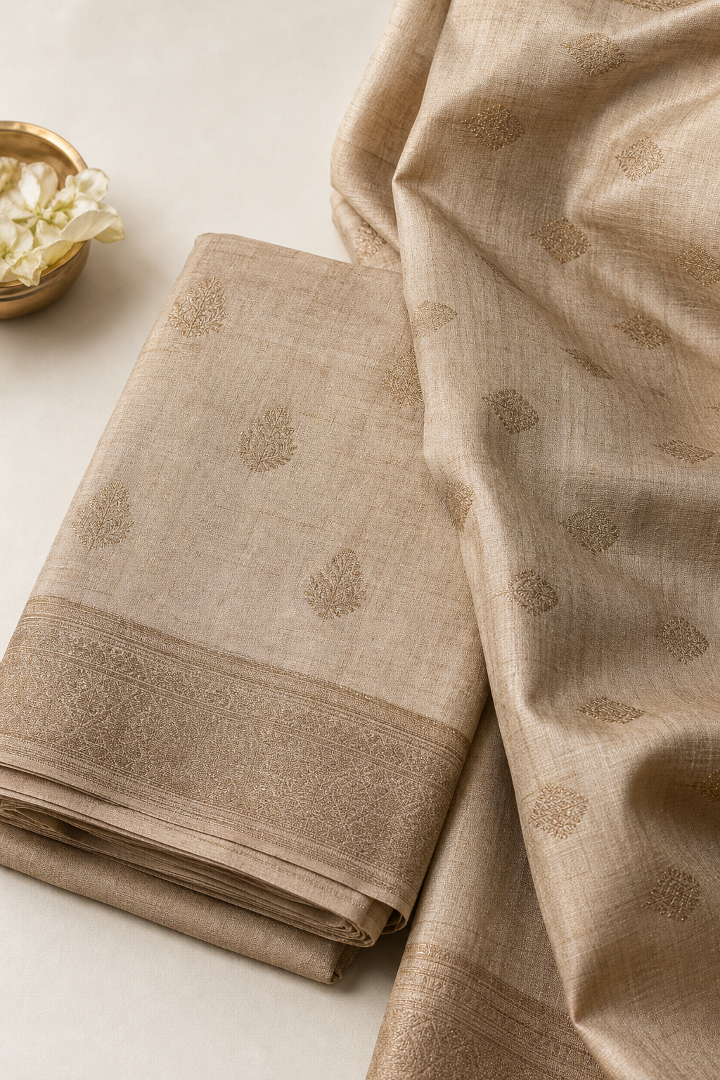 Banarasi tussar silk saree with kadwa buta weaving