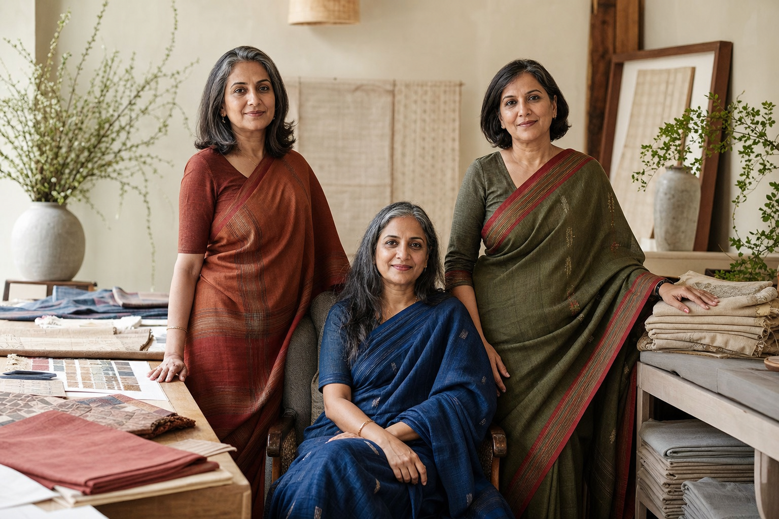 Heritage Pitara founders in their textile atelier